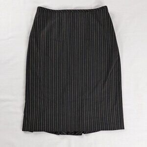 VTG Two Tone Brown Pinstripe Back Ruffle Hem Detail Skirt Corpcore LOFT